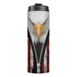 Garrafa Térmica Patriótica Bald Eagle Zipper EUA Bandeira
