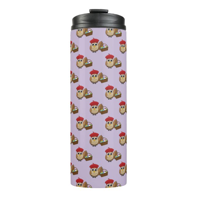 Garrafa Térmica Patterno da Caça ao Ovo da Coruja Funny (Frente)