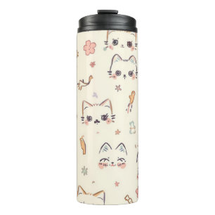 Garrafa Térmica Patterno De Cartoon Engraçado De Gato