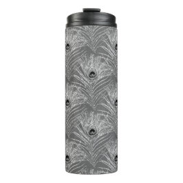 Garrafa Térmica Pavão com cinza de prata elegante, aspecto