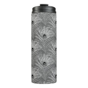 Garrafa Térmica Pavão com cinza de prata elegante, aspecto