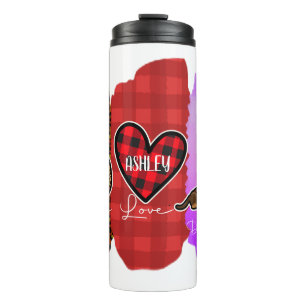 Garrafa Térmica Paz Amor Dachshund Personalizado com Mensagem