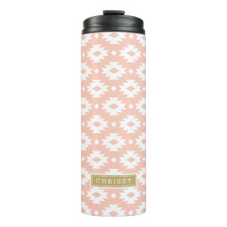 Garrafa Térmica Peach e Monograma Aztec Dourado