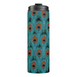Garrafa Térmica Peacock Feather Art Peacocks Feenas Trabalho de ar