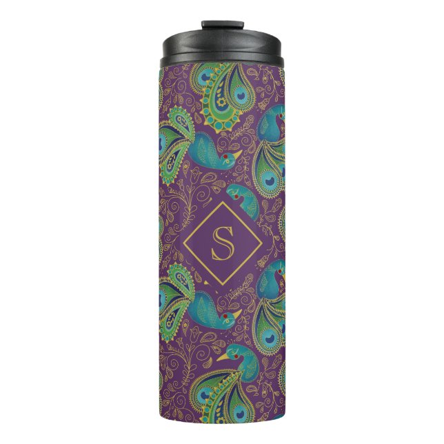 Garrafa Térmica Peacock Paisley Royal Purple Monogram (Frente)