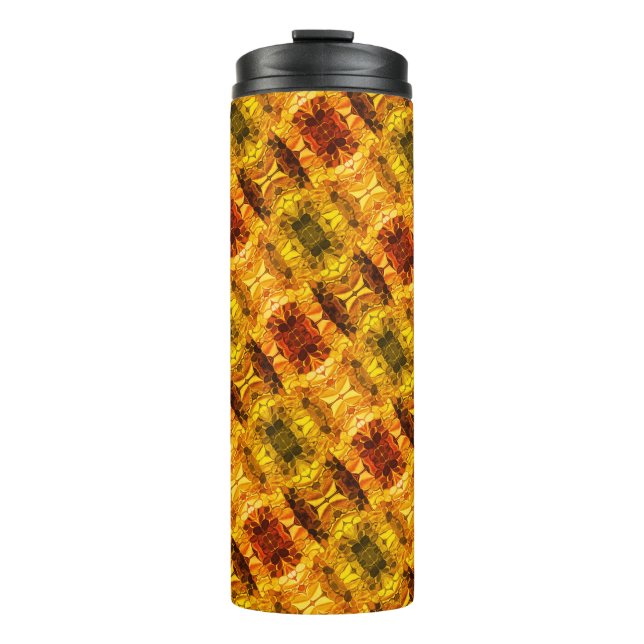 Garrafa Térmica Peças amarelas avermelhadas e formas geradoras (Frente)