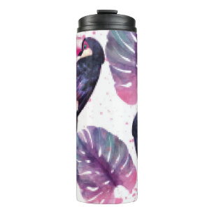 Garrafa Térmica Peças de Aquarela: Chic Ultra-Violeta Tropical.