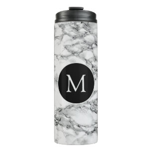 Garrafa Térmica Pedra Mármore Branca com Tumbler Térmico Monograma