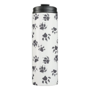 Garrafa Térmica Pegadas De Pata: Cachorro Monocromo Sem Costura.
