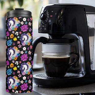 Garrafa Térmica Pegasus Preto Floral