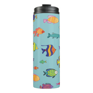 Garrafa Térmica Peixes tropicais, padrão de linha de colheita