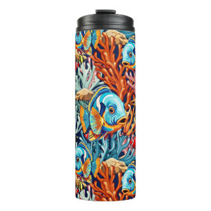 Garrafa Térmica Peixes Tropicais Vibrações Coloridas de Verão