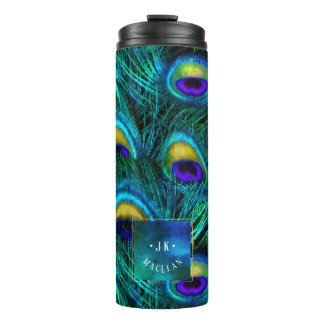 Garrafa Térmica Pena de Pavão Azul Cobalto da PixDezines