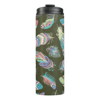 Garrafa Térmica Penas Boho Sem Olho Padrão. Etnia Tribal de Volta