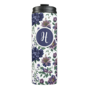 Garrafa Térmica Pêonias florais Tumbler térmico com monograma