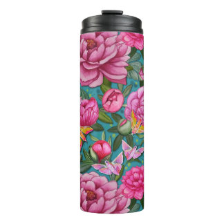 Garrafa Térmica Peony Rosa e Elefante Hawkmoth Tumbler Térmico