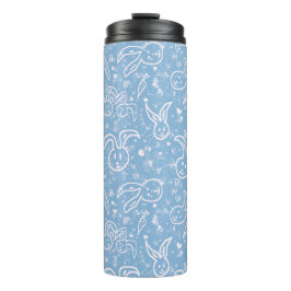 Garrafa Térmica Pequenos Corações e Bunnies - padrão transparente.