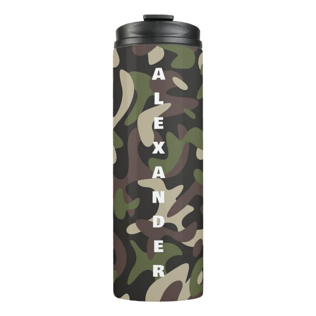 Garrafa Térmica Personalização do Padrão Verde Marrom Militar Camo (Frente)