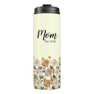 Garrafa Térmica Personalizada Primeira Vez Que Mãe Dar Floral