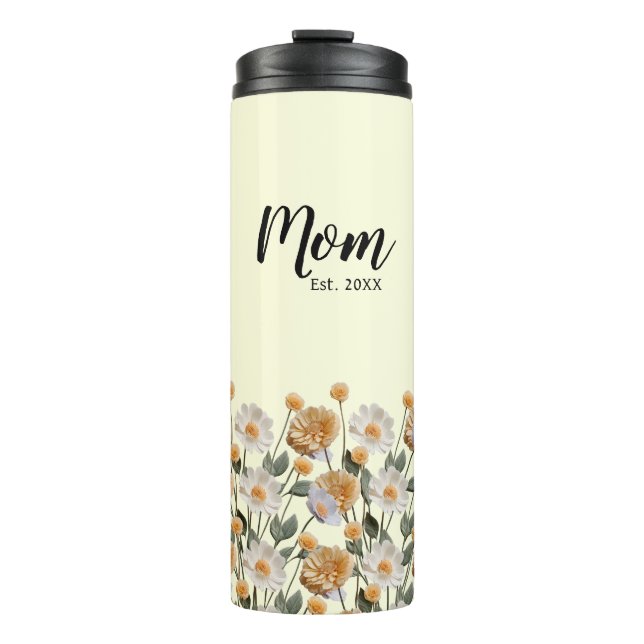 Garrafa Térmica Personalizada Primeira Vez Que Mãe Dar Floral (Frente)
