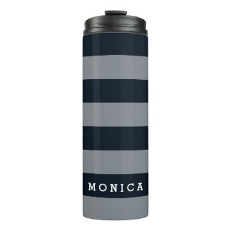Garrafa Térmica Personalizado | Azul-escuro estrias