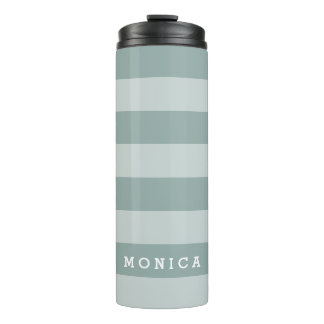 Garrafa Térmica Personalizado | Azul-poeirento com riscas
