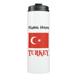 Garrafa Térmica Personalizado com Bandeira da Turquia e Turquia 
