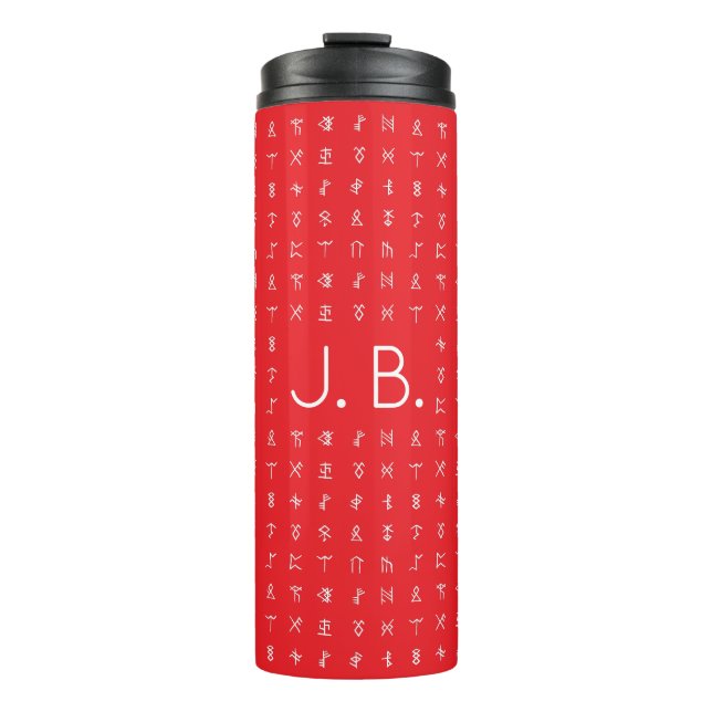 Garrafa Térmica Personalizado com símbolos monograma e Runic (Frente)