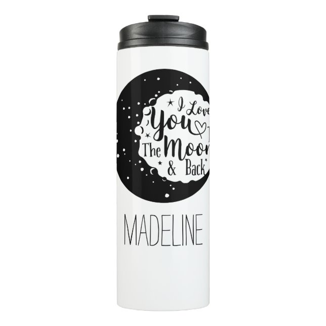 Garrafa Térmica Personalizado eu te amo à lua e de volta (Frente)