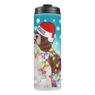 Garrafa Térmica Personalizado Natal Inglês Buldohead Santa Hat