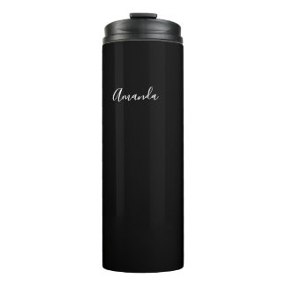 Garrafa Térmica Personalizado preto e branco chique script