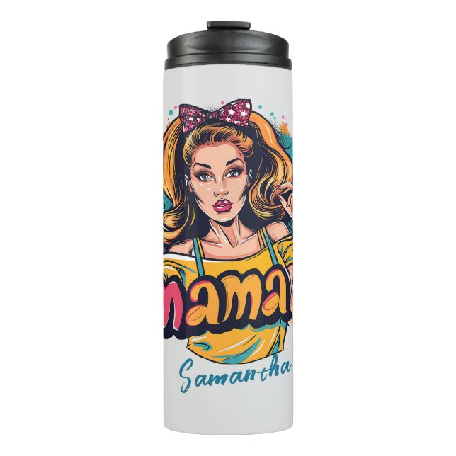 Garrafa Térmica Personalizado Retro Mama Pop Art (10) (Frente)