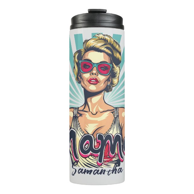 Garrafa Térmica Personalizado Retro Mama Pop Art (7) (Frente)