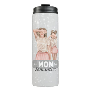 Garrafa Térmica Personalizar Mãe e Filha de Aquarela CINZAS