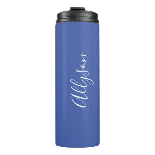 Garrafa Térmica Personalizar Nome Rascunho Branco Vertical, Azul M