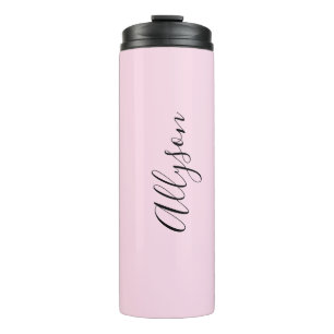 Garrafa Térmica Personalizar Nome Rascunho Preto Vertical, Rosa Pá