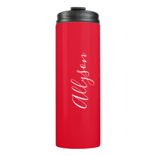 Garrafa Térmica Personalizar Nome Roteiro Branco Vertical, Vermelh