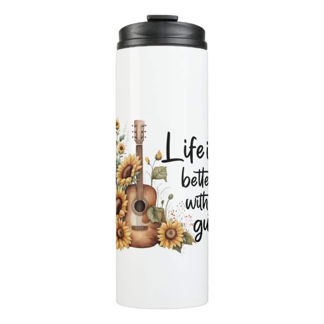 Garrafa Térmica Personalizar o nome do violão com girassol (Frente)