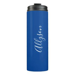 Garrafa Térmica Personalizar Script Branco Vertical, Azul Profundo
