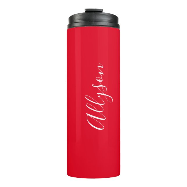 Garrafa Térmica Personalizar Script Branco Vertical, Vermelho (Frente)