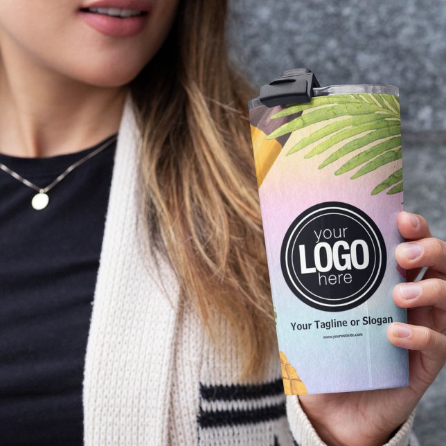 Garrafa Térmica Personalizar sorvete de aquarela do logotipo comer (Criador carregado)