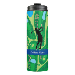 Garrafa Térmica Personalize a mulher Golfer Thermal Tumbler