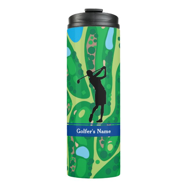 Garrafa Térmica Personalize a mulher Golfer Thermal Tumbler (Frente)