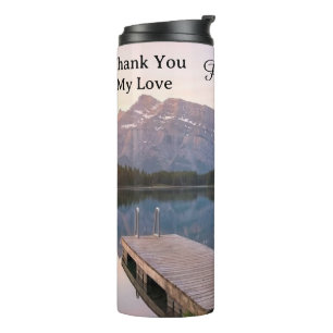 Garrafa Térmica Personalize Alpes Montanha Lago Paisagem Natural