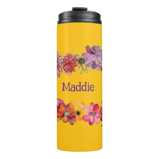 Garrafa Térmica Personalize. Energia florescente vibrante dos anos (Frente)