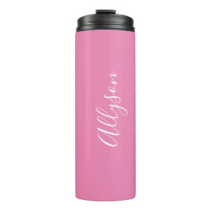 Garrafa Térmica Personalize Nome Roscas Brancas Verticais, Rosa