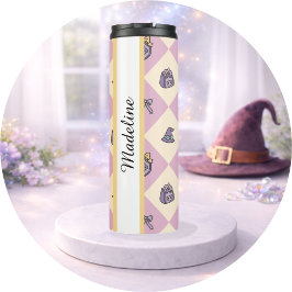 Garrafa Térmica Personalized Bookish Girl Tumbler Wizard Pink