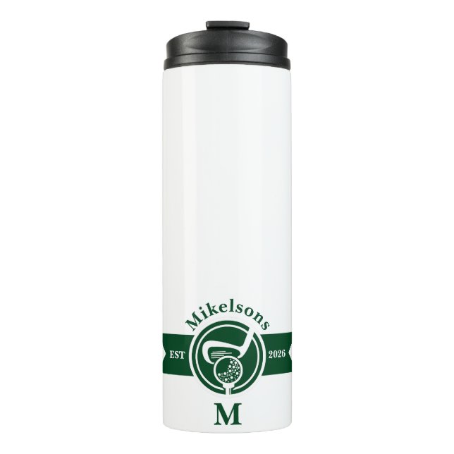Garrafa Térmica Personalized Classic Green Golf Monogram Crest (Frente)