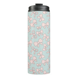 Garrafa Térmica Personalized Girly Cute Bow Name Blue Pink