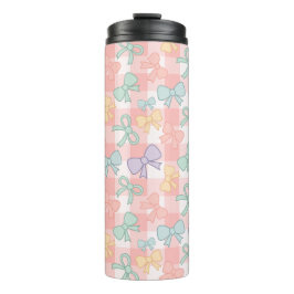 Garrafa Térmica Personalized Girly Cute Bow Name Gingham